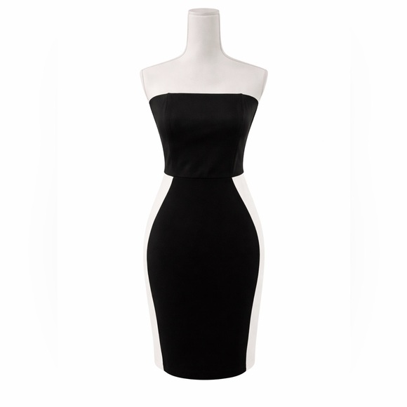 VENUS Dresses & Skirts - 🖤🤍 VENUS Sexy Strapless Black & White Cocktail Dress Curve-Hugging Size 8 🔥
